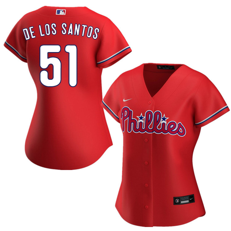 Nike Women #51 Enyel De Los Santos Philadelphia Phillies Baseball Jerseys Sale-Red